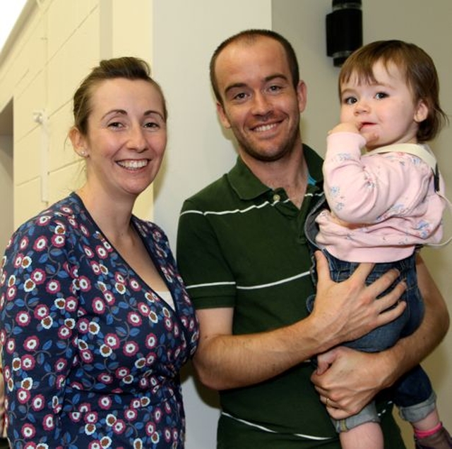 Suzanne and Stephen Earls with their daughter at the dedication and official opening of Newcastle and Newtownmountkennedy Parish Centre. 