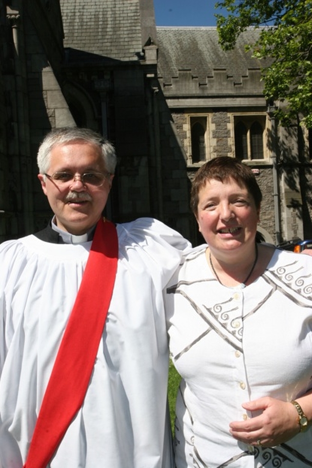 The Revd Ken Rue with his wife, Lesley at Ken's ordination to the Diaconate in Christ Church Cathedral. On the same day the couple celebrated their 29th wedding anniversary.