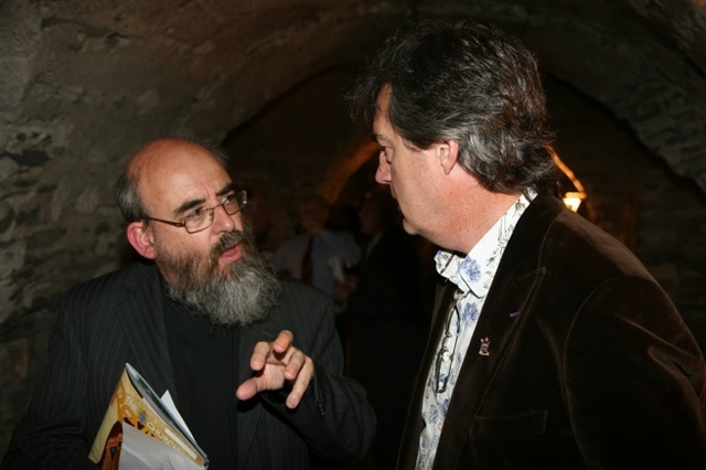 Pictured at the opening of Icons in Transformation, an exhibition of Icons and the Icon inspired artwork of Ludmila Pawlowska in Christ Church Cathedral are the Revd Canon Patrick Comerford (left) and author and novelist, Sebastian Barry who officially opened the exhibition. The exhibition will continue in Christ Church until 19 July.
