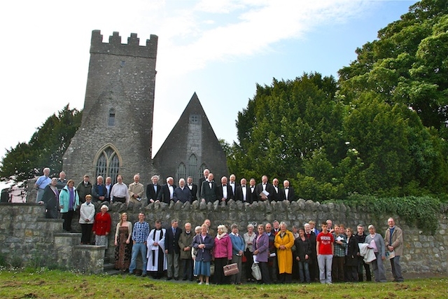 The congregation pictured following St Doulagh's Annual Open Air Service of Praise and Thanksgiving in St Doulagh's Field, Malahide Road, Balgriffin.