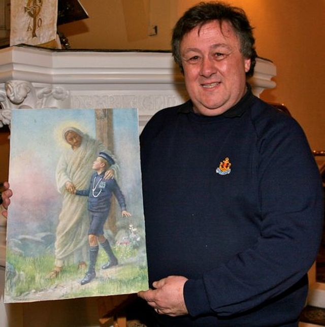 Mark Acheson of the 12th Dublin Company, the Boys’ Brigade who was the special speaker at the Stedfast Association’s annual New Year Bible Class which took place in St Brigid’s Church, Castleknock. He is pictured with an illustration from the Life Boys’ handbook.
