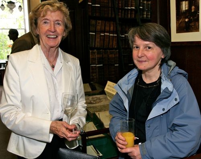 Ida Delamer and OPW architect, Aisling Ní Bhriain at the launch of Marsh’s Library’s new exhibition, ‘Marvel’s of Science – Books That Changed the World’.
