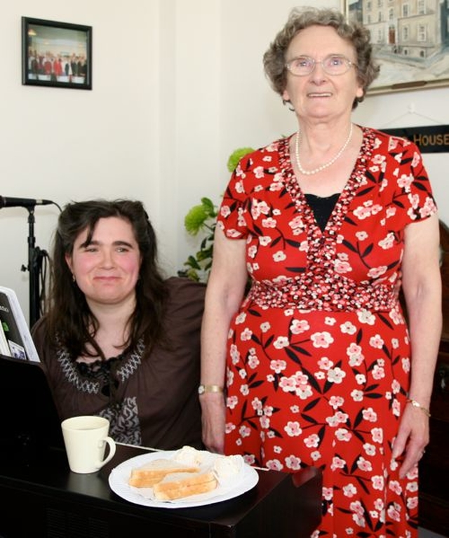 All Saint’s organist, Ruth Reid, provided the music at the Damer Court open day while Etta Yeoman sang along. 