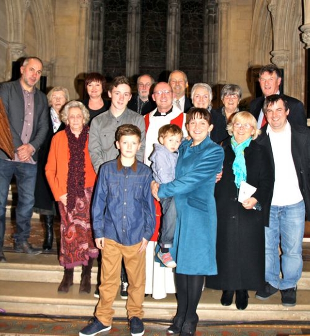 Rector of Raheny and Coolock, the Revd Norman McCausland, is pictured with members of his extended family, including his wife Tara, his mother Mary and his three sons. 