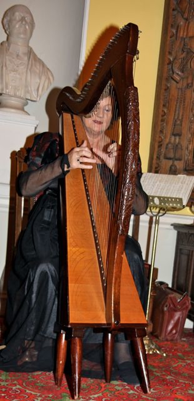 Harpist and singer, Claire Roche, gave an enchanting performance at the launch of Rediscovering Saint Patrick: A New Theory of Origins by Marcus Losack which took place in the Deanery of St Patrick’s Cathedral, Dublin, on Thursday October 24.