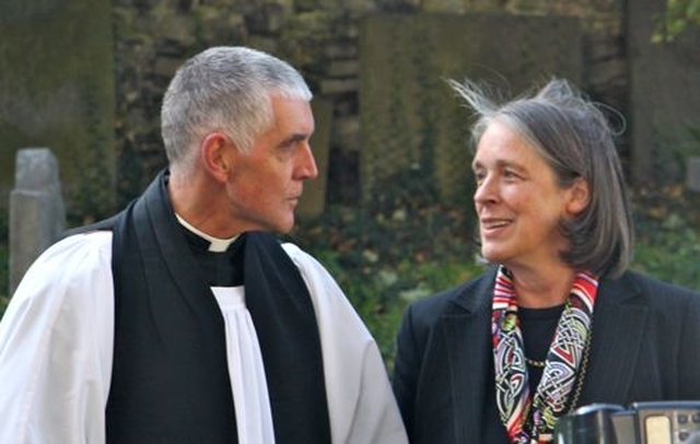 Archdeacon David Pierpoint and Chief Justice Susan Denham following the New Law Term Service in St Michan’s Church, Dublin. 