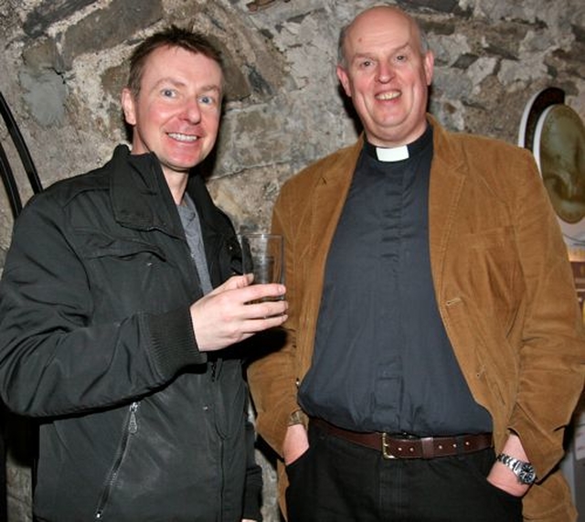 Gordon McCoy and Archdeacon Gary Hastings, rector of Galway, at the launch of Cumann Gaelach na hEaglaise’s Bilingual Services book in Christ Church Cathedral. 