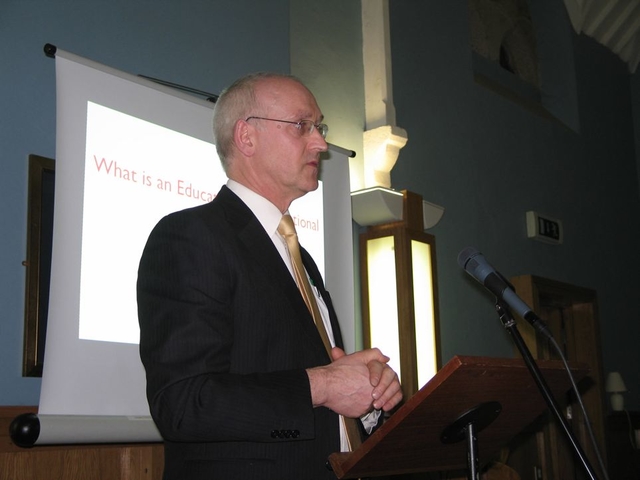 Speaking at the Questions and Answer Sessions at the Lenten Lecture series in Rathfarnham is Paul Rowe of Educate Together, who with Joan Forsdyke, chaired the Debate at which Monsignor Dan O’Connor of the Catholic Primary School Management Association spoke.