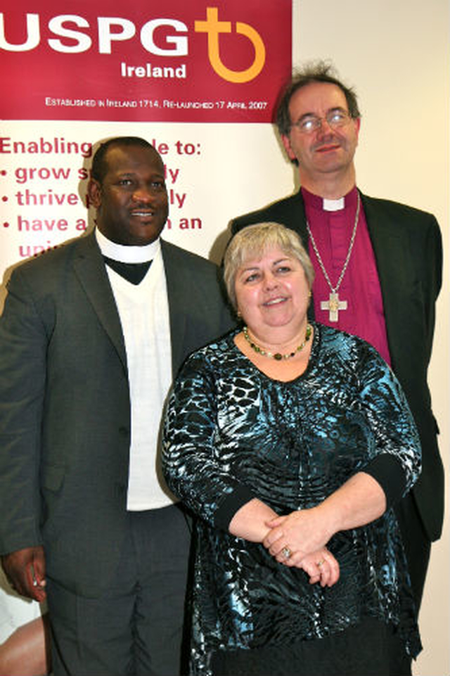 Bishop of Cashel and Ossory, the Right Revd Michael Burrows, national director of USPG Ireland, Linda Chambers and Archdeacon Bheki Magongo who is on a month long visit to Ireland with USPG. 