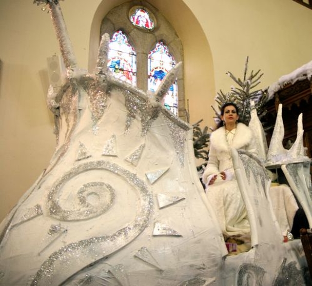 The Queen of Narnia (Elizabeth Clarke) in her sleigh at the launch of the Narnia Festival in Christ Church Bray on Ash Wednesday. 