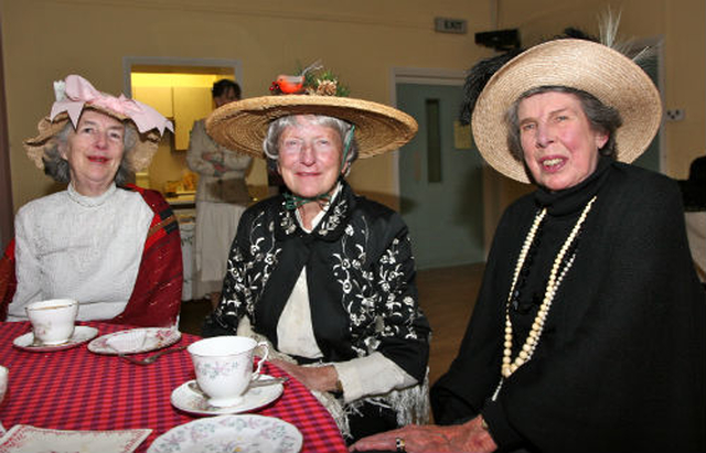 Sheila Dempster, Joanna Fry and Biddy Wilson dressed up to enjoy the hospitality at Rathmichael Parish’s Edwardian Tea Party to celebrate Nollag na mBan. 