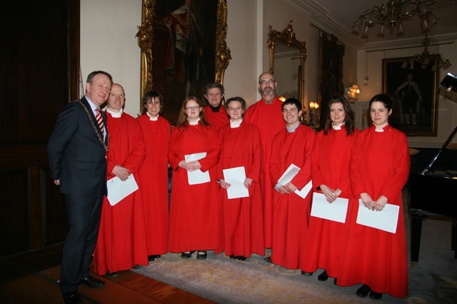 Lord Mayor Gerry Breen and the St Ann's Choir pictured at the launch of the Friends of St Ann's Society in the Mansion House, Dawson Street, Dublin. 