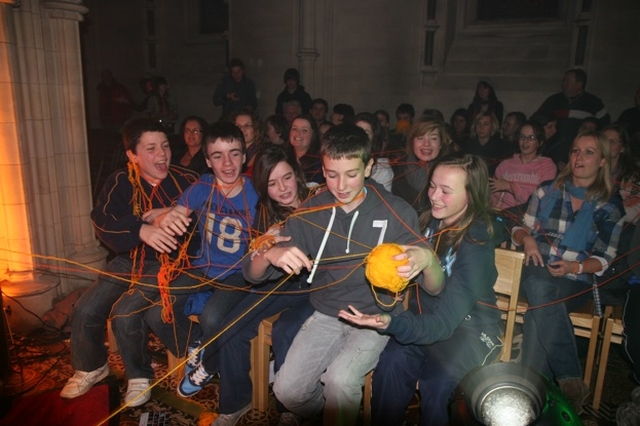 Young people 'tied up in knots' at Essential at Christ Church, a Christmas service for young people organised by 3 Rock Youth.