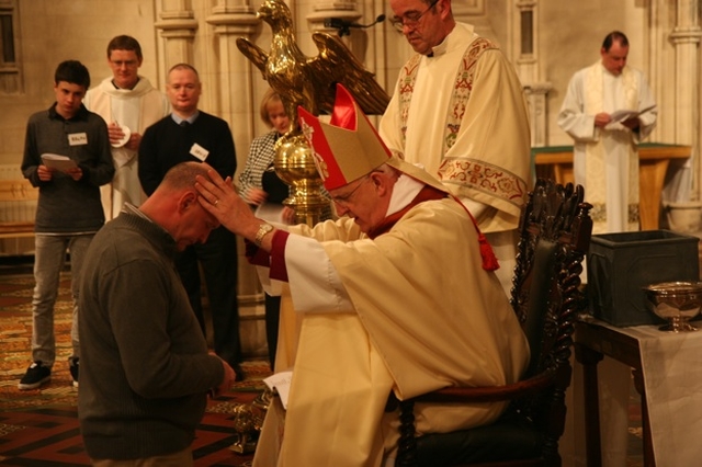 Adult confirmations at Easter Vigil in Christ Church Cathedral.