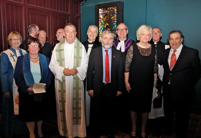 SIPTU President Jack O’Connor an Vice President Patricia King  with Church leaders who attended the 1913 Lockout Service of Remembrance in the University Church on St Stephen’s Green on November 12.