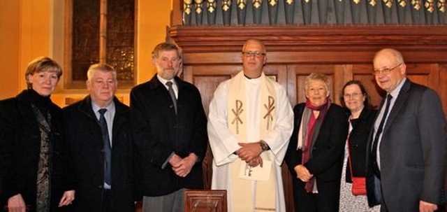 The Revd Stephen Neill with the church wardens of Cebridge and Straffan with Newcastle–Lyons before his institution as the new Rector of the parish. 
