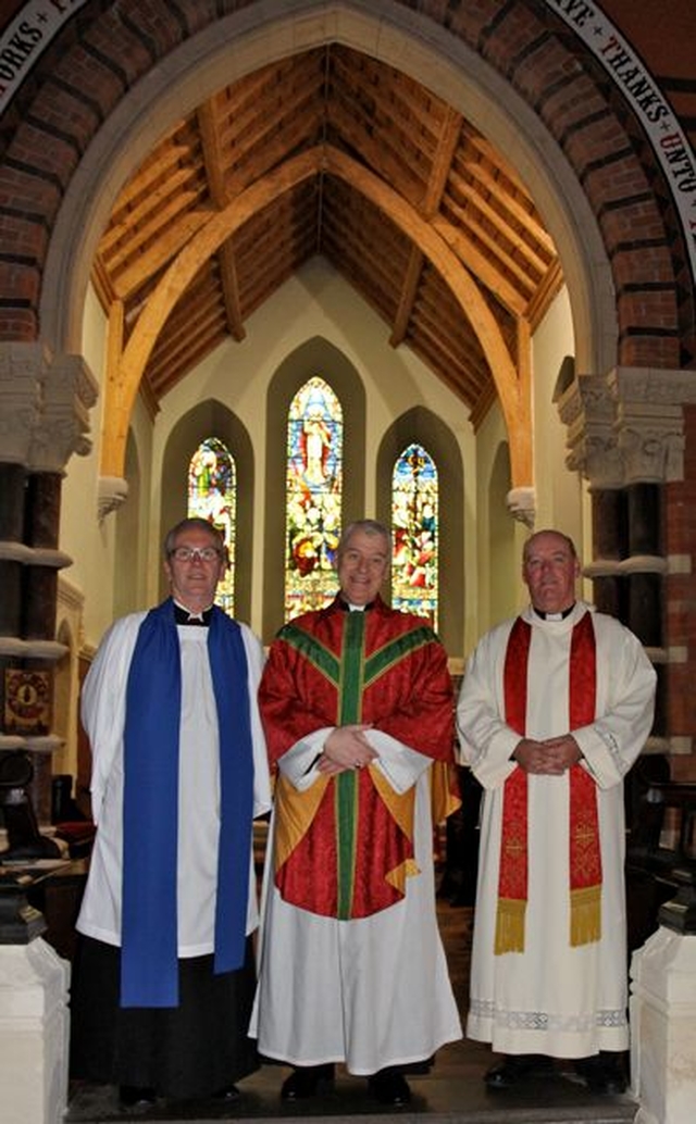 David Reynolds of Christ Church, Bray, is pictured with Archbishop Michael Jackson and Archdeacon Ricky Rountree following the service in which he was commissioned as a Diocesan Reader. 