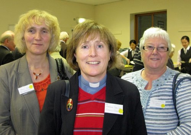 Shona Rush, the Revd Adrienne Galligan and Lavinia Heasley from Crumlin & Chapelizod at the Diocesan Synod