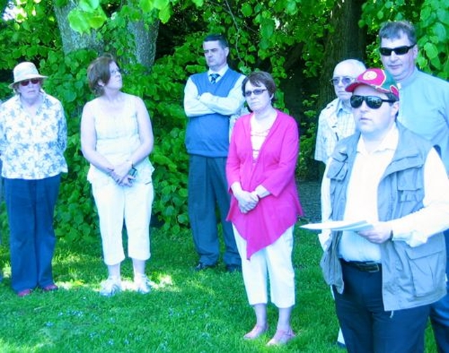 The Roman Catholic Parishes of Saggart, Rathcoole, Brittas and Newcastle held an ecumenical pilgrimage walk via their churches, commencing at St Finian’s Church of Ireland Church in Newcastle–Lyons on Sunday. Pictured are Fr Aidan Kieran (front right), at the start of the walk in St Finian’s Churchyard with Revd Alan Rufli.