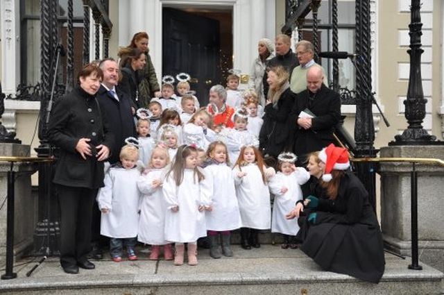 Angelic children launching the Irish Farmers’ Association Live Animal Crib at the Mansion House.