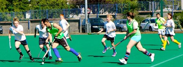 Dalkey take on Wicklow at the Diocesan Inter Parish Hockey Tournament in St Andrew’s College, Dublin, on June 9.