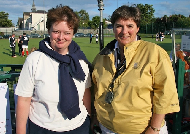 The Revd Anne Taylor, Curate in Rathfarnham Parish, and the Revd Gillian Wharton, Rector in Booterstown and Mount Merrion Parish (organisers), at the inter-parish diocesan hockey tournament at St Andrew’s College, Booterstown.