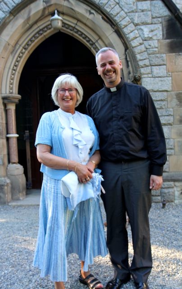 Hilary Doke from Taney and Fr Andrew McCroskery following the St Bartholomew’s Summer Concert and the launch of the choir’s new CD, Blessed be the God and Father. 