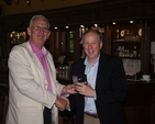 The Bishop of Derry and Raphoe, the Rt Revd Ken Good (right) receives the second prize on behalf of his diocese in the inter-diocesan Golf Tournament in Woodenbridge from the Archbishop of Dublin, the Most Revd Dr John Neill. Derry and Raphoe came second to Dublin and Glendalough in the tournament.