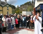 During one of the stops at the Ecumenical Procession of the Cross in Enniskerry from St Mary's RC Church to St Patrick's Church of Ireland Church.