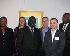 Pictured at a talk hosted by Tearfund in Trinity Church, the Exchange, Dublin on Haiti and Uganda are Jain Achaloi, Programme Officer for PEP, Lindsey Reece-Smith, Tearfund UK (who spoke on her experiences in Haiti), Samuel Ocung of the National Development Secretariat of the Pentecostal Assemblies of God, Uganda, Dr David Weakliam Chairman of Tearfund Ireland, Reuben Coulter, CEO, Tearfund Ireland and Pastor Simon Peter Emiau, General Superintendent of the Pentecostal Assemblies of God, Uganda.