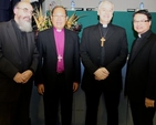 The Archbishop and Dean of Hong Kong were special guests at Dublin and Glendalough Diocesan Synods this year. Both addressed Synods about aspects of their ministry in Hong Kong and developments in the newest province of the Anglican Communion. Pictured are Lecturer in Anglicanism and Liturgy at the Church of Ireland Theological Institute, Canon Patrick Comerford; the Archbishop of Hong Kong, the Most Revd Dr Paul Kwong; the Archbishop of Dublin, the Most Revd Dr Michael Jackson; and the Dean of Hong Kong, the Very Revd Matthias Der.