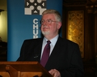 Author, Malcolm McCourt speaking at the launch of his book, Counting the People of God in St Ann's Church, Dublin.