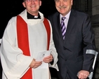 The new rector of Raheny and Coolock, the Revd Norman McCausland, is greeted by local TD, Deputy Finian McGrath, following his service of institution in All Saints’ Church, Raheny, on Friday November 29. 