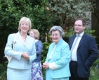 The Minister for Arts, Tourism and Sport, Mary Hanafin TD enjoying a walk in the garden of Marsh's library with librarian, Muriel McCarthy at the launch of Hippocrates Revived, an exhibition of books on anatomy and medicine in the library.