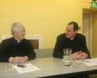 The Revd Canon Katharine Poulton and the Revd Roy Byrne speaking at one of the Advent Talks in North Strand School. Canon Poulton was speaking on her Ministry with Immigrants in Central Dublin.