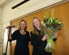 The Revd Sonia Gyles receives flowers at the re-dedication of a south Dublin school. 