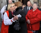 Bishop Pat Storey is congratulated by Evelyn Sloane (Taney) following her consecration as Bishop of Meath and Kildare in Christ Church Cathedral on Saturday November 30. 