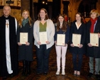 Archbishop Michael Jackson presented certificates to students on the Archbishop of Dublin’s Certificate in Church Music course in Christ Church Cathedral on Sunday November 25. Among those who received the awards were Róisín Rowley–Brooke, Stephanie Maxwell, Róisín Burbridge, Inga Hutchinson and Matthew Breen who are pictured with the Archbishop. 