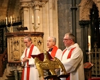 Archbishop Michael Jackson introduces the Confirmation service at Christ Church Cathedral with Dean Dermot Dunne and the Revd Garth Bunting. 