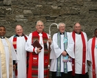 The clergy at the Discovery Harvest Service in Castleknock, (left to right) the Revd Obinna Ulogwara, Diocesan Chaplain to the International Community, the Revd William Deverell, Rector of Tallaght, the Archbishop of Dublin, the Most Revd Dr John Neill, the  Revd Canon Horace McKinley, Rector of Whitechurch, the Revd Andrew Orr, Rector of Castleknock and the Revd Ben Mahoabe Raja of the Church of South India.