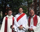 Pictured after his ordination as Deacon is the Revd Stephen Farrell (centre) with his fellow clergy in Taney Parish, the Revd Canon Desmond Sinnamon, Rector (right) and Curate, the Revd Niall Sloane.