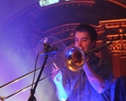 A member of the Rend Collective playing the trombone at 3 Rock's Reach Beyond Diocesan Youth Service in St Ann's, Dawson Street, Dublin.