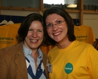 Kate Ó Ceallaigh (left) and Cliona Murphy, both of Tearfund Ireland at the Tearfund Hosted seminar in the Trinity Exchange church in Dublin on Tearfund's work in Haiti and Uganda.