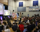 Pictured is Greg Fromholz, Director of 3 Rock youth speaking at their 'Advance' day for young people in Taney Parish Centre.