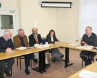 Staff pictured at a meeting at the Church of Ireland Theological Institute. 