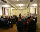 Pictured is John Bell of the Iona Community speaking at the Living Worship Course session in Rathgar Presbyterian Church. The course has been organized by the Diocesan Church Music Committee.