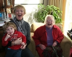 Pictured are Edith Bourke and Elizabeth Cox and grandchild at the Coffee Morning for Haiti in Drumcondra Rectory.