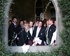 Pictured are students of St Columba's College prior to the commissioning of the Revd Nigel Crossey as new College Chaplain.