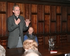 The Dean of Christ Church Cathedral, the Very Revd Dermot Dunne introduces Buddhist Author Rob Nairn (seated) at a talk in the Cathedral on Buddhism and Christianity, the first in a series about inter-faith dialogue.