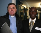 The Revd Mark Wilson and Ben Ruigu, Churchwarden in Clondalkin and Rathcoole at the reception following the institution of the Revd Alan Rufli as Rector of the parish.